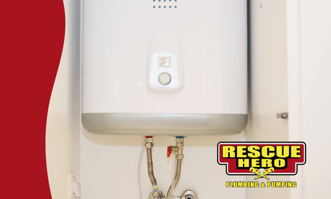 Close-up of tankless water heater control panel and temperature settings
