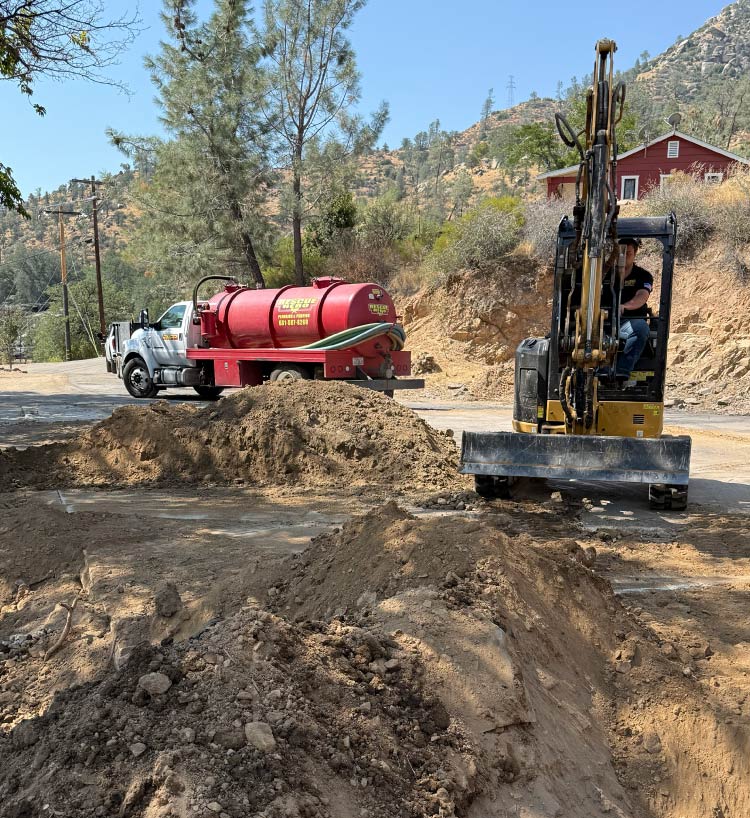 Professional septic tank pumping and certification service near the Kern River performed by a plumber in Oildale.